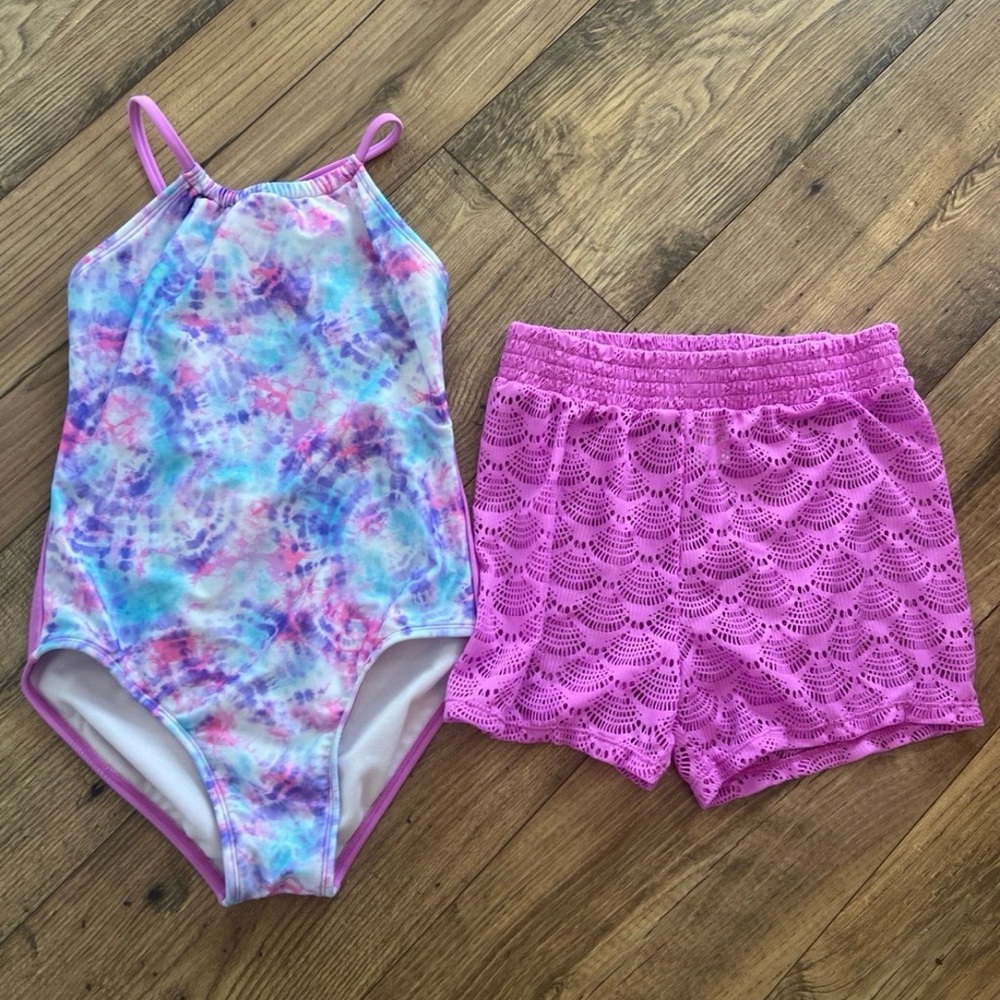 Girl’s Swimsuit & Cover-up Shorts Size 10/12